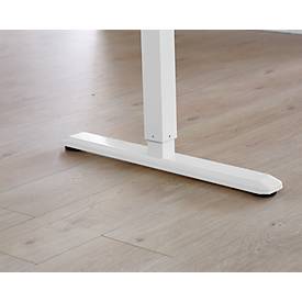 Schäfer Shop Select Schreibtisch START UP, elektrisch höhenverstellbar, Rechteck, T-Fuß, B 1600 x T 800 x H 705-1205 mm, lichtgrau/weiß 