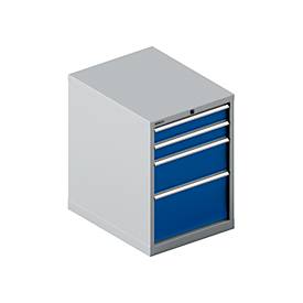 Schäfer Shop Select Schubladenschrank 27-36, 4 Schübe, bis 75 kg, B 564 x T 725 x H 800 mm, enzianblau/weißaluminium