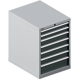 Schäfer Shop Select Schubladenschrank 27-36, 7 Schübe, bis 75 kg, B 564 x T 725 x H 800 mm, anthrazitgrau/weißaluminium