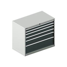 Schäfer Shop Select Schubladenschrank 54-27, 6 Schübe, bis 75 kg, B 1023 x T 572 x H 850 mm, lichtgrau/anthrazitgrau