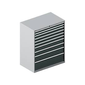 Schäfer Shop Select Schubladenschrank 64-36, 10 Schübe, bis 75 kg, B 1193 x T 725 x H 1450 mm, weißalu/anthrazitgrau