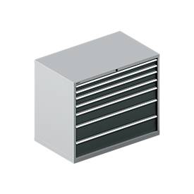 Schäfer Shop Select Schubladenschrank 64-36, 7 Schübe, bis 75 kg, B 1193 x T 725 x H 1000 mm, weißalu/anthrazitgrau