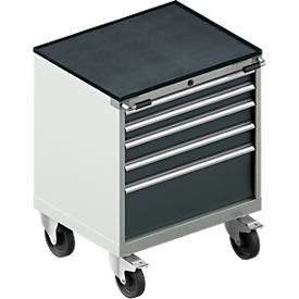 Schäfer Shop Select Schubladenschrank mit Rollen WSK 18-27, 4 Schübe, bis 200 kg, B 411 x T 572 x H 770 mm, anthrazitgrau/lichtgrau