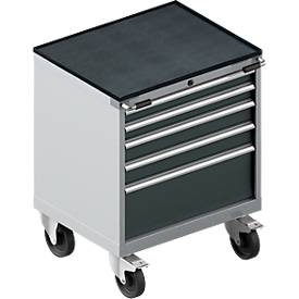 Schäfer Shop Select Schubladenschrank mit Rollen WSK 18-27, 4 Schübe, bis 200 kg, B 411 x T 572 x H 770 mm, anthrazitgrau/weißaluminium