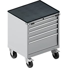 Schäfer Shop Select Schubladenschrank mit Rollen WSK 18-27, 4 Schübe, bis 200 kg, B 411 x T 572 x H 770 mm, weißaluminium/weißaluminium