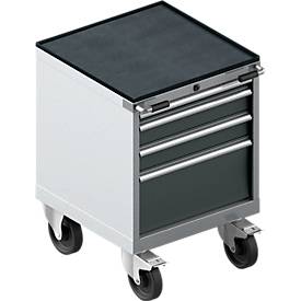 Schäfer Shop Select Schubladenschrank mit Rollen WSK 18-27, 4 Schübe, bis 75 kg, B 411 x T 572 x H 770 mm, anthrazitgrau/weißaluminium