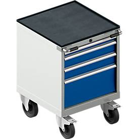 Schäfer Shop Select Schubladenschrank mit Rollen WSK 18-27, 4 Schübe, bis 75 kg, B 411 x T 572 x H 770 mm, enzianblau/lichtgrau