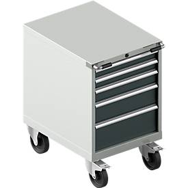 Schäfer Shop Select Schubladenschrank mit Rollen WSK 27-36, 5 Schübe, bis 200 kg, B 564 x T 725 x H 920 mm, lichtgrau/anthrazitgrau