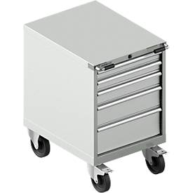 Schäfer Shop Select Schubladenschrank mit Rollen WSK 27-36, 5 Schübe, bis 200 kg, B 564 x T 725 x H 920 mm, lichtgrau/lichtgrau