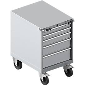 Schäfer Shop Select Schubladenschrank mit Rollen WSK 27-36, 5 Schübe, bis 200 kg, B 564 x T 725 x H 920 mm, weißaluminium/weißaluminium
