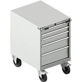 Schäfer Shop Select Schubladenschrank mit Rollen WSK 36-27, 5 Schübe, bis 200 kg, B 717 x T 572 x H 920 mm, lichtgrau/lichtgrau