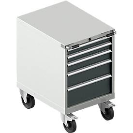 Schäfer Shop Select Schubladenschrank mit Rollen WSK 36-27, 5 Schübe, bis 200 kg, B 717 x T 572 x H 920 mm, lichtgrau/rubinrot