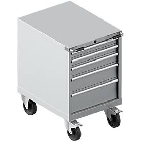 Schäfer Shop Select Schubladenschrank mit Rollen WSK 36-27, 5 Schübe, bis 200 kg, B 717 x T 572 x H 920 mm, weißaluminium/rubinrot
