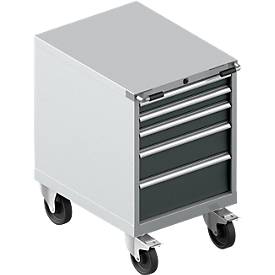 Schäfer Shop Select Schubladenschrank mit Rollen WSK 36-27, 5 Schübe, bis 75 kg, B 717 x T 572 x H 920 mm, weißaluminium/anthrazitgrau