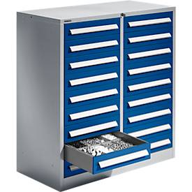 Schäfer Shop Select Schubladenschrank SF 180, 18 Schübe, weißaluminium RAL 9006 einzianblau RAL 5010