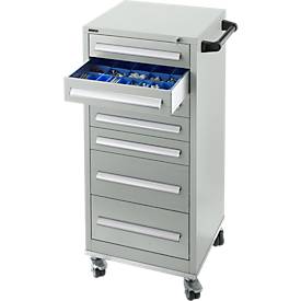 Schäfer Shop Select Schubladenschrank SFR 70, 7 Schübe, mit Rollen, lichgrau RAL 7035 lichgrau RAL 7035