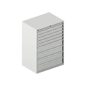Schäfer Shop Select Schubladenschrank WSK 54-36, Stahl, 10 Schübe, bis 75 kg, B 1023 x T 725 x H 1450 mm, lichtgrau/lichtgrau
