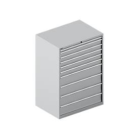 Schäfer Shop Select Schubladenschrank WSK 54-36, Stahl, 10 Schübe, bis 75 kg, B 1023 x T 725 x H 1450 mm, weissaluminium/weissaluminium