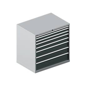Schäfer Shop Select Schubladenschrank WSK 54-36, Stahl, 8 Schübe, bis 75 kg, B 1023 x T 725 x H 1000 mm, weissaluminium/anthrazitgrau