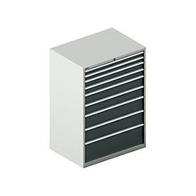 Schäfer Shop Select Schubladenschrank WSK 54-36, Stahl, 9 Schübe, bis 75 kg, B 1023 x T 725 x H 1450 mm, lichtgrau/anthrazitgrau