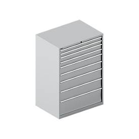 Schäfer Shop Select Schubladenschrank WSK 54-36, Stahl, 9 Schübe, bis 75 kg, B 1023 x T 725 x H 1450 mm, weissaluminium/weissaluminium