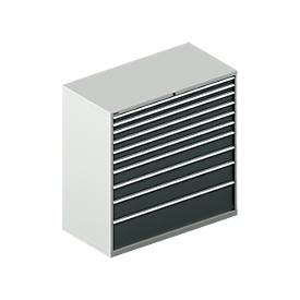 Schäfer Shop Select Schubladenschrank WSK 78–36 E, Stahl, 10 Schübe, 75 kg Traglast, B 1431 mm x T 725 mm x H 1450 mm, lichtgrau/anthrazitgrau