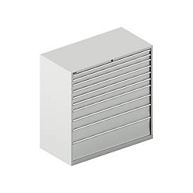 Schäfer Shop Select Schubladenschrank WSK 78–36 E, Stahl, 10 Schübe, 75 kg Traglast, B 1431 mm x T 725 mm x H 1450 mm, lichtgrau/lichtgrau
