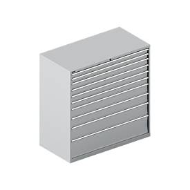 Schäfer Shop Select Schubladenschrank WSK 78–36 E, Stahl, 10 Schübe, 75 kg Traglast, B 1431 mm x T 725 mm x H 1450 mm, weißalu/weißalu