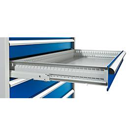Schäfer Shop Select Schubladenschrank WSK 78–36 E, Stahl, 7 Schübe, 75 kg Traglast, B 1431 mm x T 725 mm x H 1000 mm, lichtgrau/enzianblau