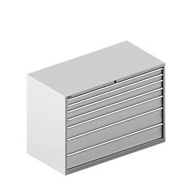 Schäfer Shop Select Schubladenschrank WSK 78–36 E, Stahl, 7 Schübe, 75 kg Traglast, B 1431 mm x T 725 mm x H 1000 mm, lichtgrau/lichtgrau