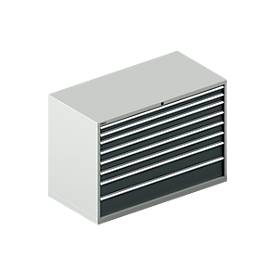 Schäfer Shop Select Schubladenschrank WSK 78–36 E, Stahl, 8 Schübe, 75 kg Traglast, B 1431 mm x T 725 mm x H 1000 mm, lichtgrau/anthrazitgrau