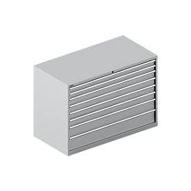 Schäfer Shop Select Schubladenschrank WSK 78–36 E, Stahl, 8 Schübe, 75 kg Traglast, B 1431 mm x T 725 mm x H 1000 mm, weißalu/weißalu