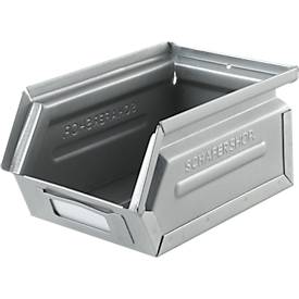 Schäfer Shop Select Sichtlagerkasten, 0,9 l, 2,5 kg, L 163 x B 102 x H 75 mm, Stahl, galvanisch verzinkt