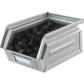 Schäfer Shop Select Sichtlagerkasten, 0,9 l, 2,5 kg, L 163 x B 102 x H 75 mm, Stahl, galvanisch verzinkt