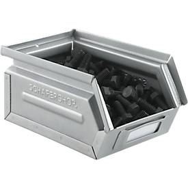 Schäfer Shop Select Sichtlagerkasten, 0,9 l, 2,5 kg, L 163 x B 102 x H 75 mm, Stahl, galvanisch verzinkt