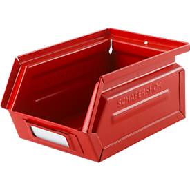 Schäfer Shop Select Sichtlagerkasten, 0,9 l, 2,5 kg, L 163 x B 102 x H 75 mm, Stahl, RAL 3000 (feuerrot)