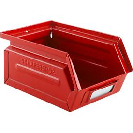 Schäfer Shop Select Sichtlagerkasten, 0,9 l, 2,5 kg, L 163 x B 102 x H 75 mm, Stahl, RAL 3000 (feuerrot)