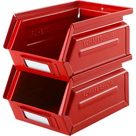 Schäfer Shop Select Sichtlagerkasten, 0,9 l, 2,5 kg, L 163 x B 102 x H 75 mm, Stahl, RAL 3000 (feuerrot)