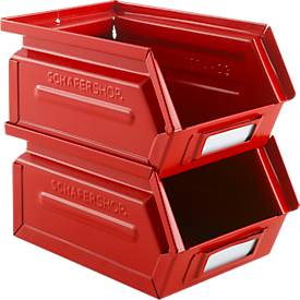 Schäfer Shop Select Sichtlagerkasten, 0,9 l, 2,5 kg, L 163 x B 102 x H 75 mm, Stahl, RAL 3000 (feuerrot)