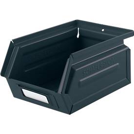 Schäfer Shop Select Sichtlagerkasten, 0,9 l, 2,5 kg, L 163 x B 102 x H 75 mm, Stahl, RAL 5008 (graublau)