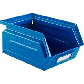 Schäfer Shop Select Sichtlagerkasten, 0,9 l, 2,5 kg, L 163 x B 102 x H 75 mm, Stahl, RAL 5015 (himmelblau)