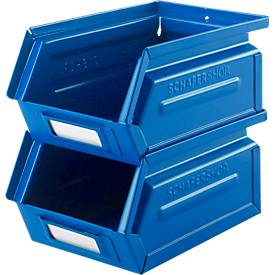 Schäfer Shop Select Sichtlagerkasten, 0,9 l, 2,5 kg, L 163 x B 102 x H 75 mm, Stahl, RAL 5015 (himmelblau)