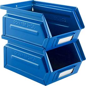 Schäfer Shop Select Sichtlagerkasten, 0,9 l, 2,5 kg, L 163 x B 102 x H 75 mm, Stahl, RAL 5015 (himmelblau)