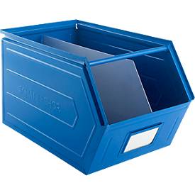 Schäfer Shop Select Sichtlagerkasten, 0,9 l, 2,5 kg, L 163 x B 102 x H 75 mm, Stahl, RAL 5015 (himmelblau)