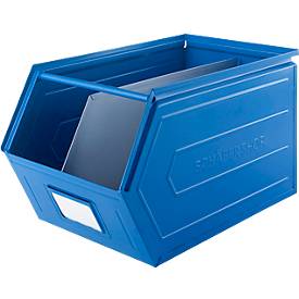 Schäfer Shop Select Sichtlagerkasten, 0,9 l, 2,5 kg, L 163 x B 102 x H 75 mm, Stahl, RAL 5015 (himmelblau)