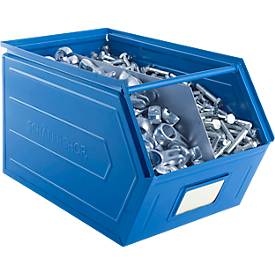 Schäfer Shop Select Sichtlagerkasten, 0,9 l, 2,5 kg, L 163 x B 102 x H 75 mm, Stahl, RAL 5015 (himmelblau)