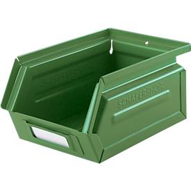 Schäfer Shop Select Sichtlagerkasten, 0,9 l, 2,5 kg, L 163 x B 102 x H 75 mm, Stahl, RAL 6011 (resadagrün)