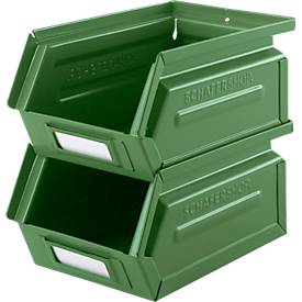 Schäfer Shop Select Sichtlagerkasten, 0,9 l, 2,5 kg, L 163 x B 102 x H 75 mm, Stahl, RAL 6011 (resadagrün)