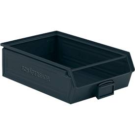 Schäfer Shop Select Sichtlagerkasten, mit Tragestab, 18,5 l, 80 kg, L 501 x B 308 x H 146 mm, Stahl, RAL 5008 (graublau)