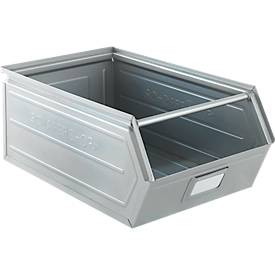 Schäfer Shop Select Sichtlagerkasten, mit Tragestab, L 524 x B 307 x H 201 mm, 26 l, 120 kg, Stahl, galvanisch verzinkt